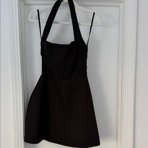 Chic Black Halter Mini Dress